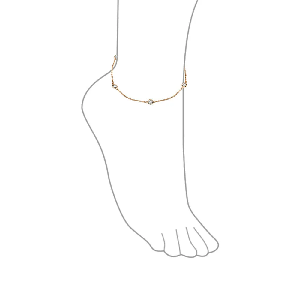 Bridal AAA CZ By The Yard Station Anklet Tennis Ankle Bracelet Silver 9-10 Inch