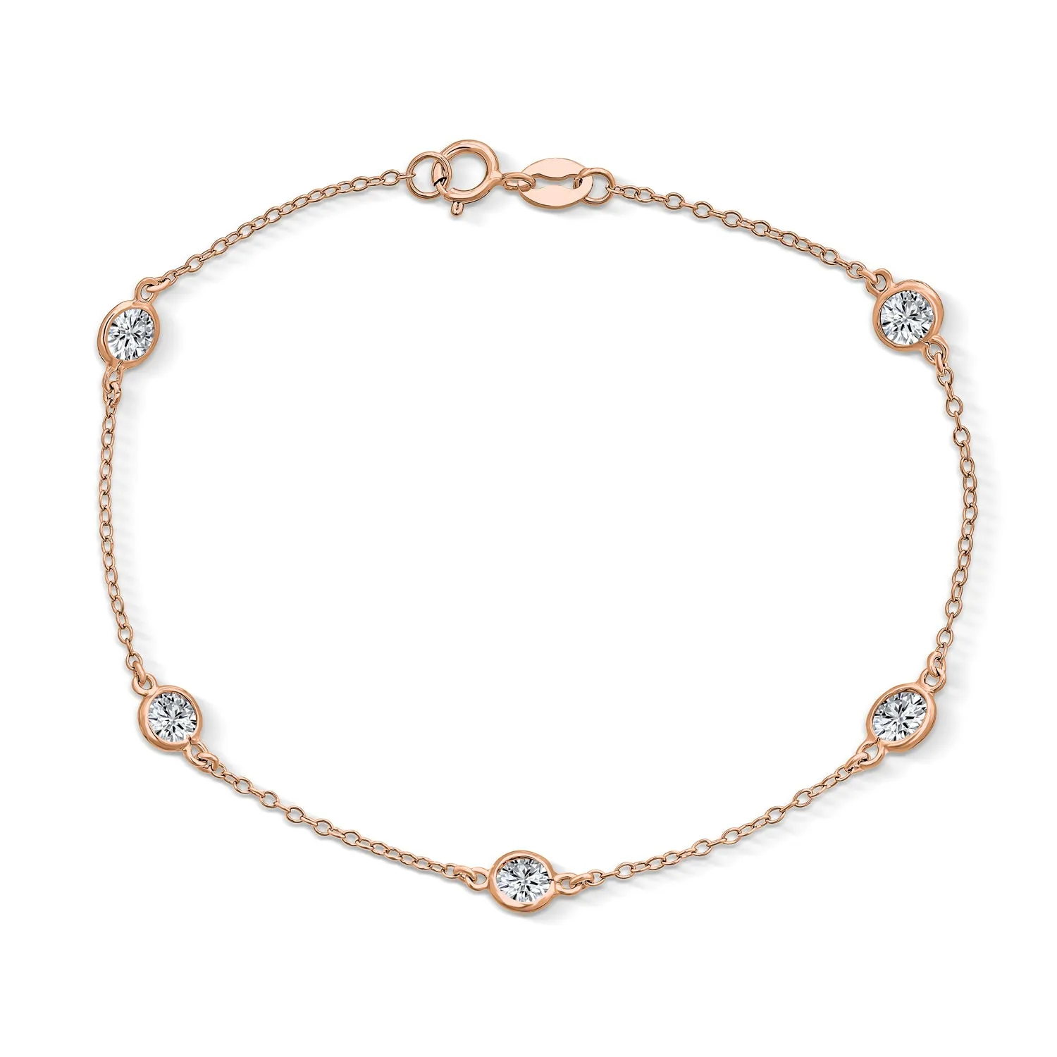 Bridal AAA CZ By The Yard Station Anklet Tennis Ankle Bracelet Silver 9-10 Inch