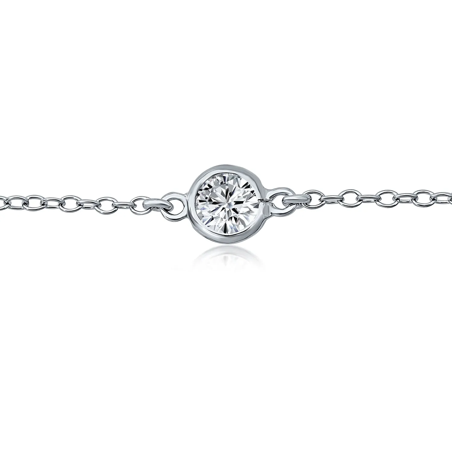 Bridal AAA CZ By The Yard Station Anklet Tennis Ankle Bracelet Silver 9-10 Inch