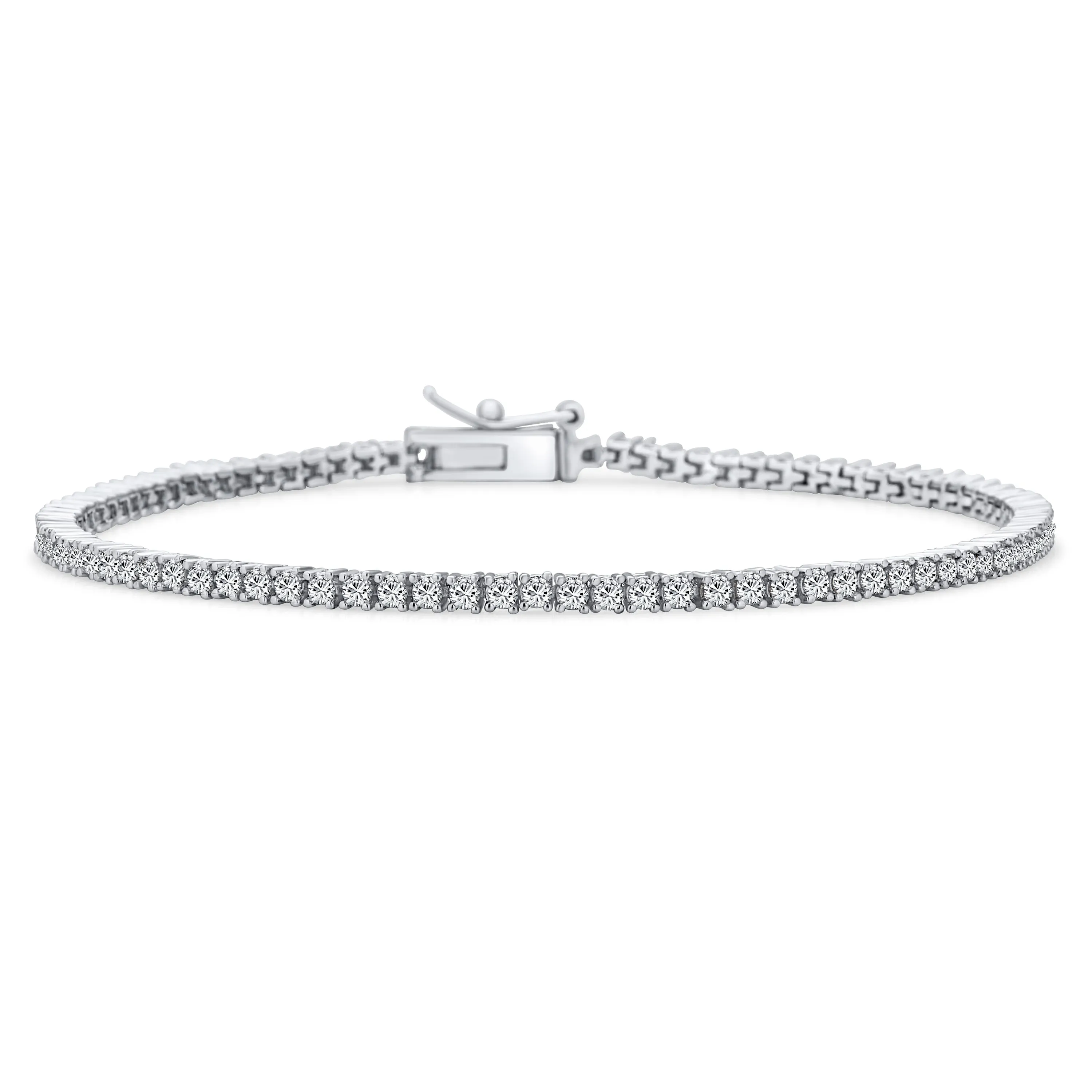 Bridal AAA CZ By The Yard Station Anklet Tennis Ankle Bracelet Silver 9-10 Inch