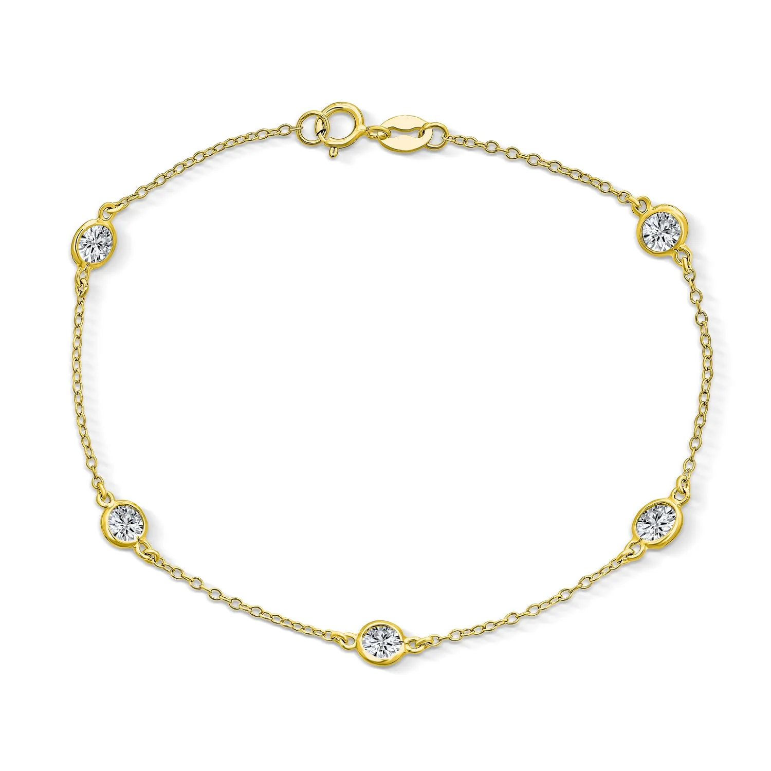 Bridal AAA CZ By The Yard Station Anklet Tennis Ankle Bracelet Silver 9-10 Inch