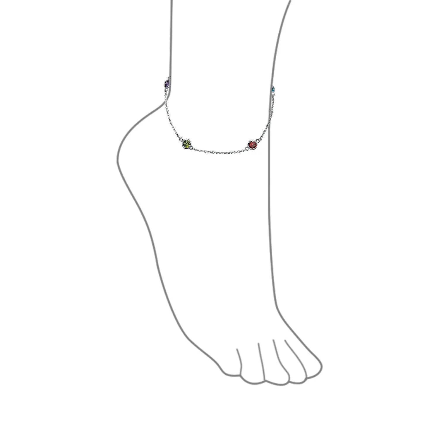 Bridal AAA CZ By The Yard Station Anklet Tennis Ankle Bracelet Silver 9-10 Inch