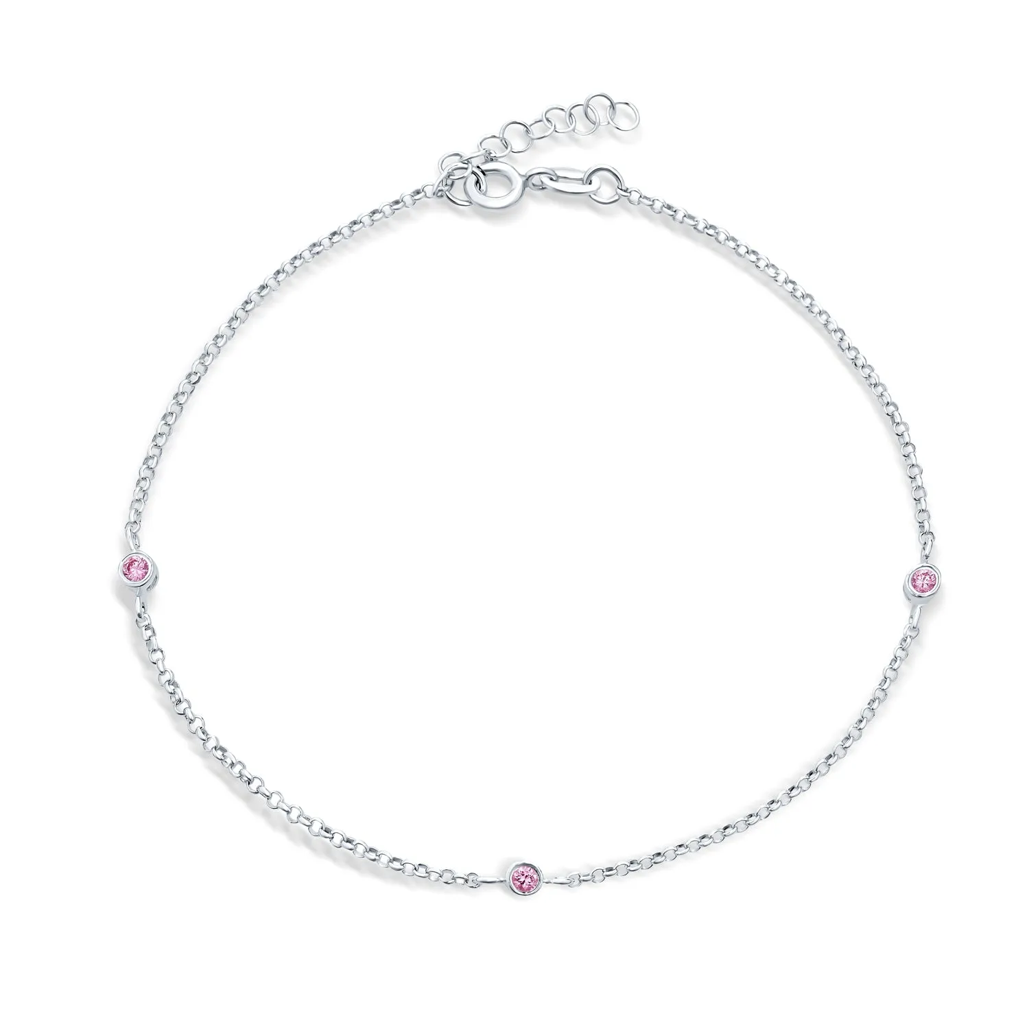 Bridal AAA CZ By The Yard Station Anklet Tennis Ankle Bracelet Silver 9-10 Inch