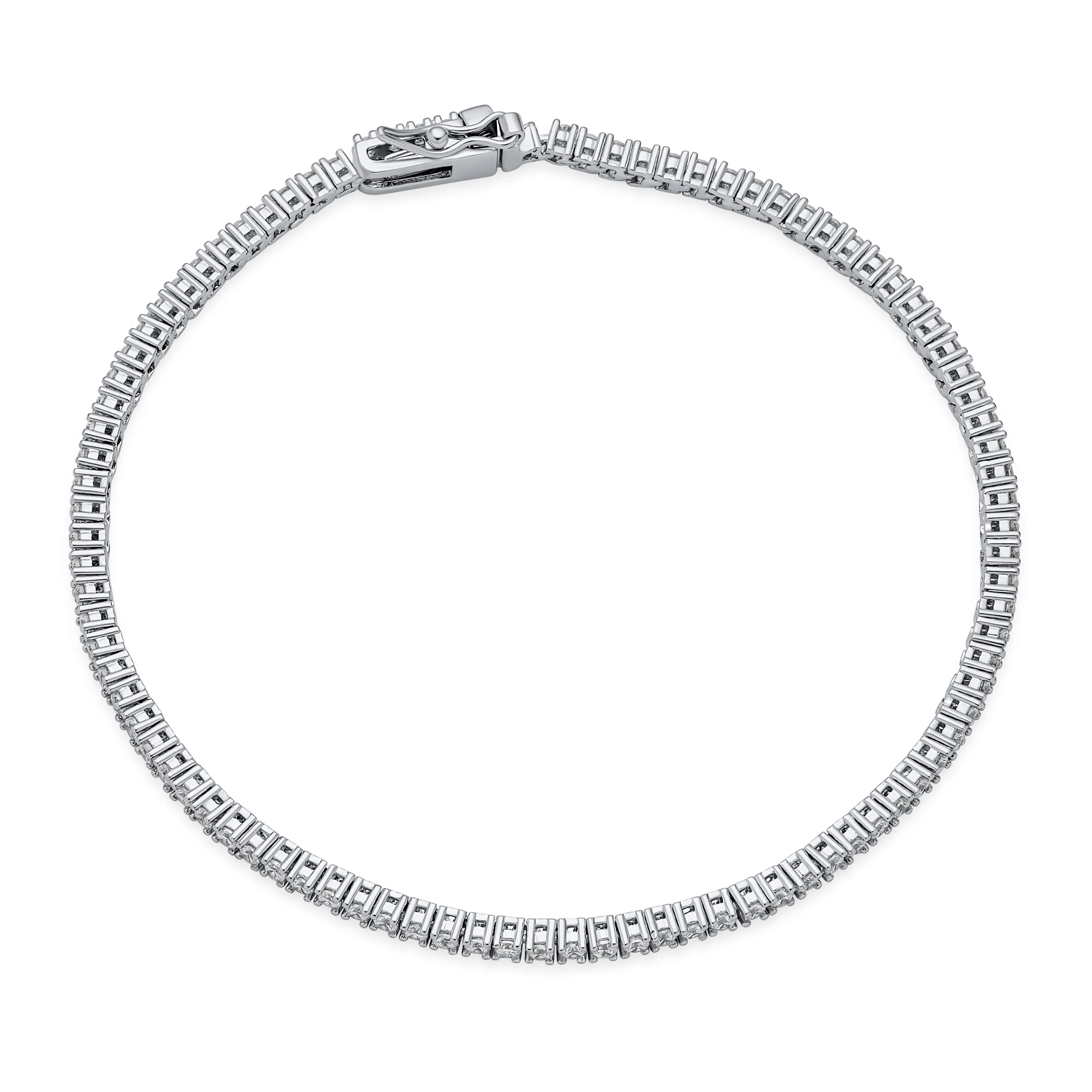 Bridal AAA CZ By The Yard Station Anklet Tennis Ankle Bracelet Silver 9-10 Inch