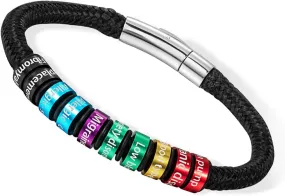 callie Medical Alert Bracelets for Women Men, Custom Stainless Steel ID Name Tag Life Alert Bracelet with Adjustable Silicone Waterproof Band Bracelet for Men Women