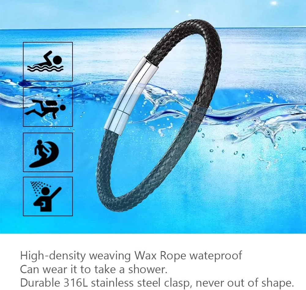 ChainsPro Custom Engraving, Waterproof Braided Rope Leather Bracelet, for Men/Women, Menfriend Gift, 18/20/22CM (Send Gift Box)