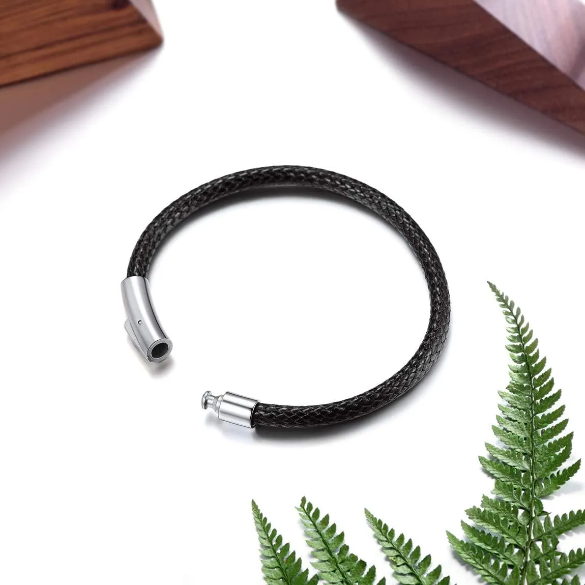 ChainsPro Custom Engraving, Waterproof Braided Rope Leather Bracelet, for Men/Women, Menfriend Gift, 18/20/22CM (Send Gift Box)