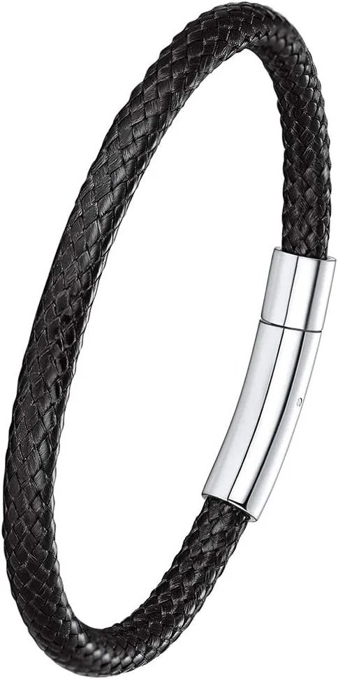 ChainsPro Custom Engraving, Waterproof Braided Rope Leather Bracelet, for Men/Women, Menfriend Gift, 18/20/22CM (Send Gift Box)