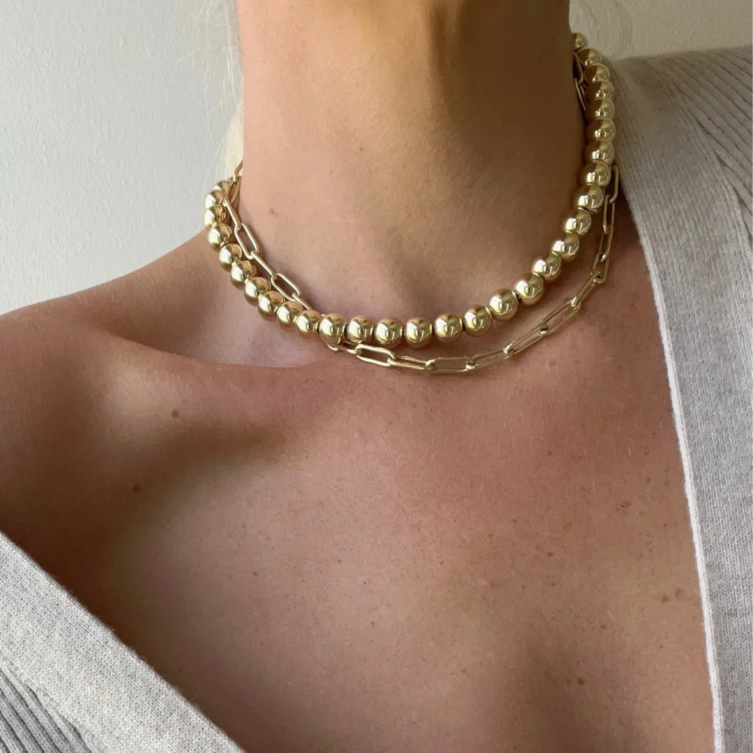 Chunky Ball Necklace in Gold