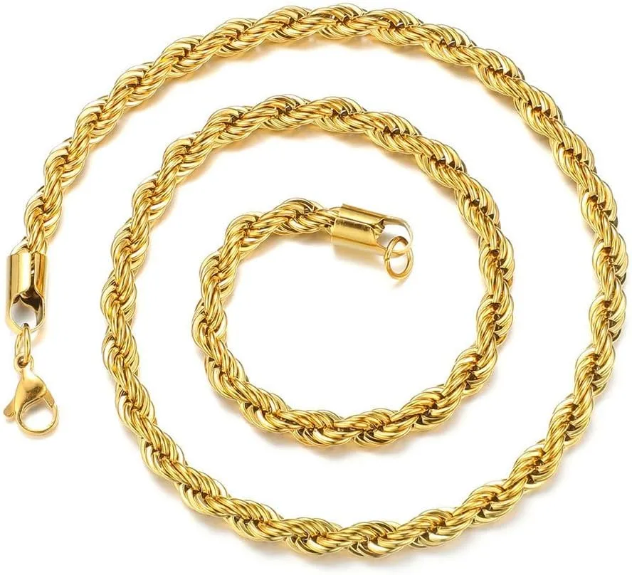 Chunky Gold Chain Necklaces For Woman 18K Gold Plated Elliptical Choker Necklace Snake Herringbone Necklace Adjustable Figaro Chain Thick Rope Chain Trendy Minimalist Jewelry