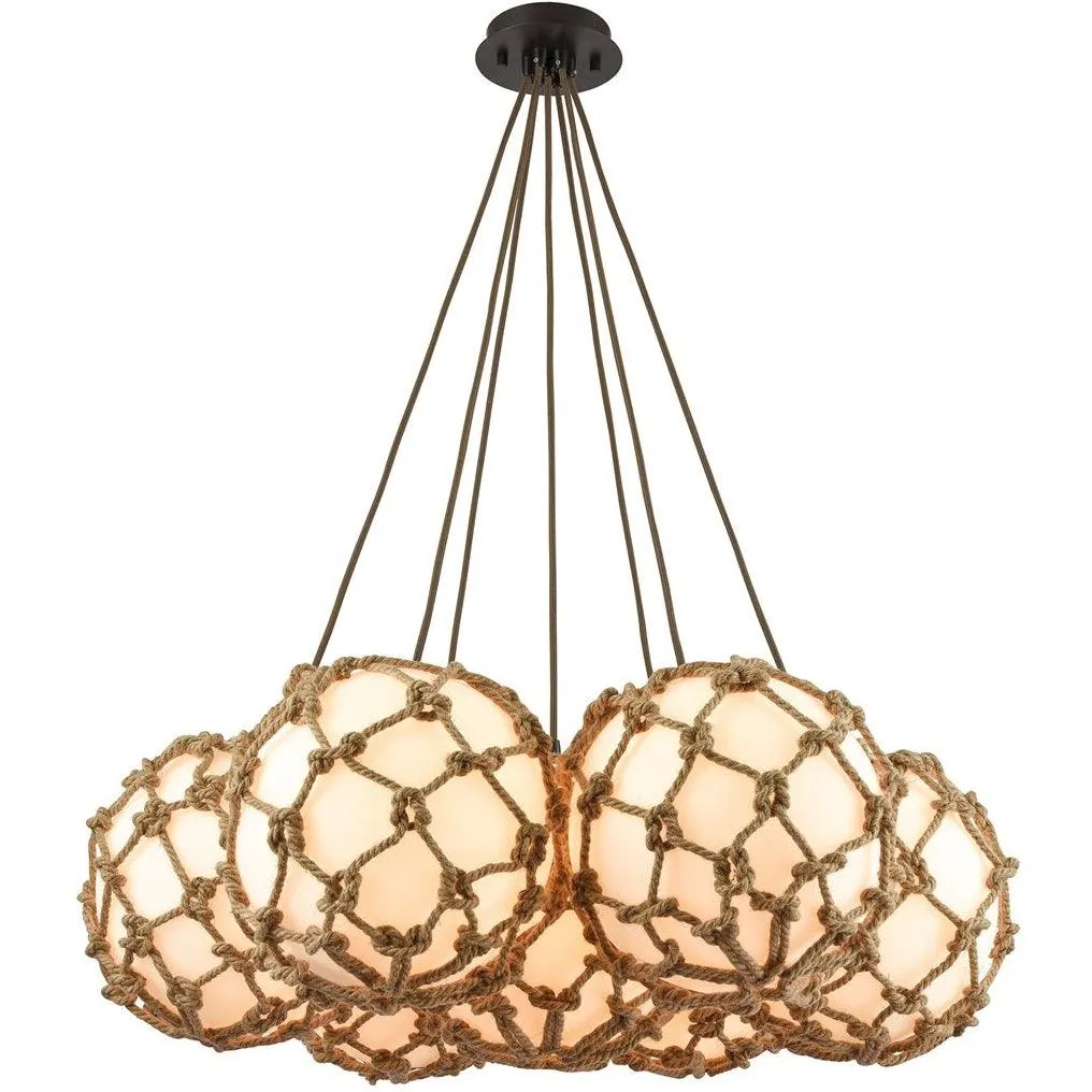 Coastal Rope Opal Glass Chandelier