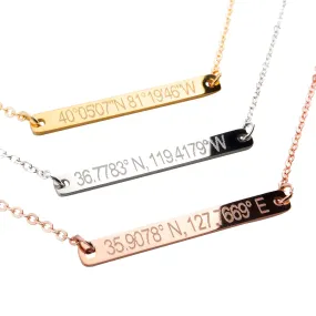 Coordinate Necklace Custom Name Personalized Personalized Coordinate Bar Necklace, Custom Necklace