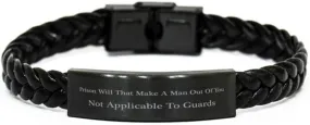 Correctional Officer Braided Leather Bracelet, Prison Will That Make a Man Out of You (Not Applicable to Guards), Laser Engraved, Stainless Steel Wristband