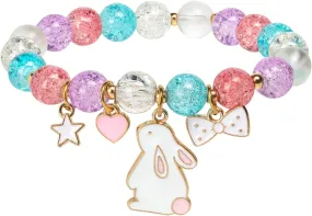 Easter Gifts for Women, Easter Colorful Bead Bracelets Basket Stuffers, Cute Bunny Pendant Bracelet Accessories Easter Egg Fillers