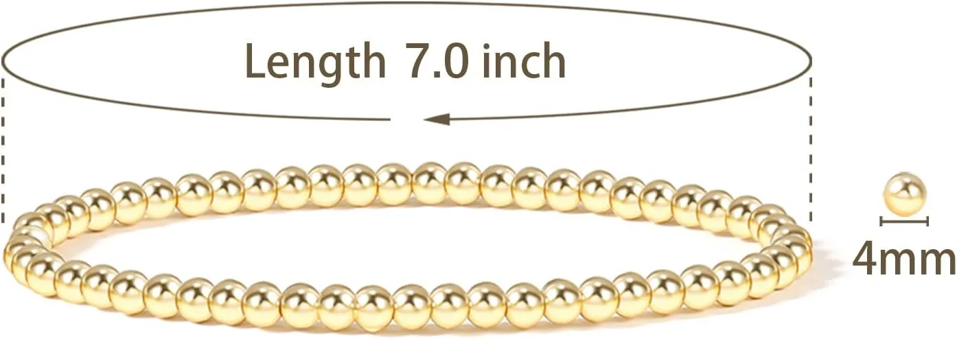 Elegance 11 designs 14K Gold Plated Bead Ball Bracelet Stretchable Elastic Gold Beaded Bracelets for Women