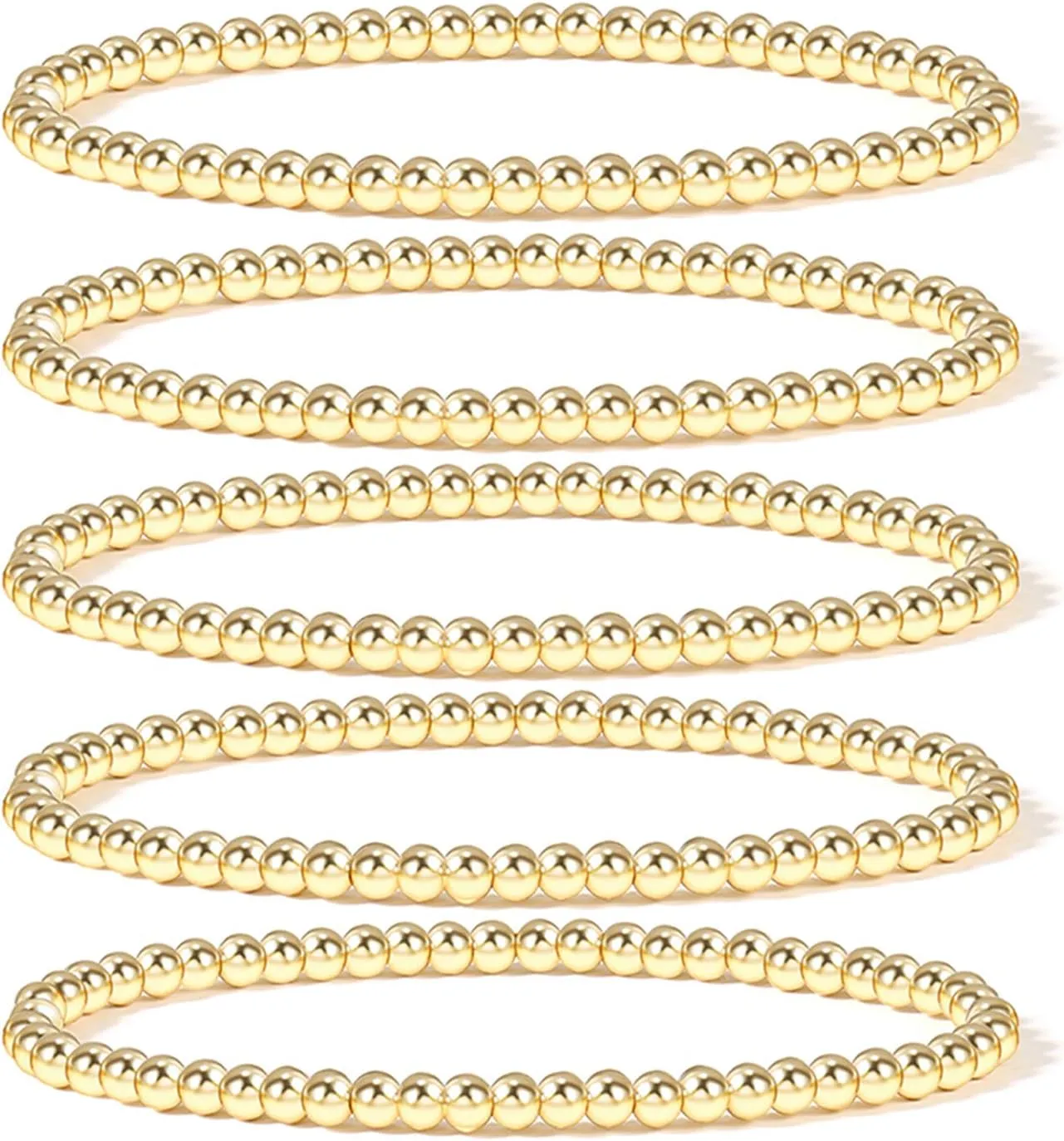 Elegance 11 designs 14K Gold Plated Bead Ball Bracelet Stretchable Elastic Gold Beaded Bracelets for Women