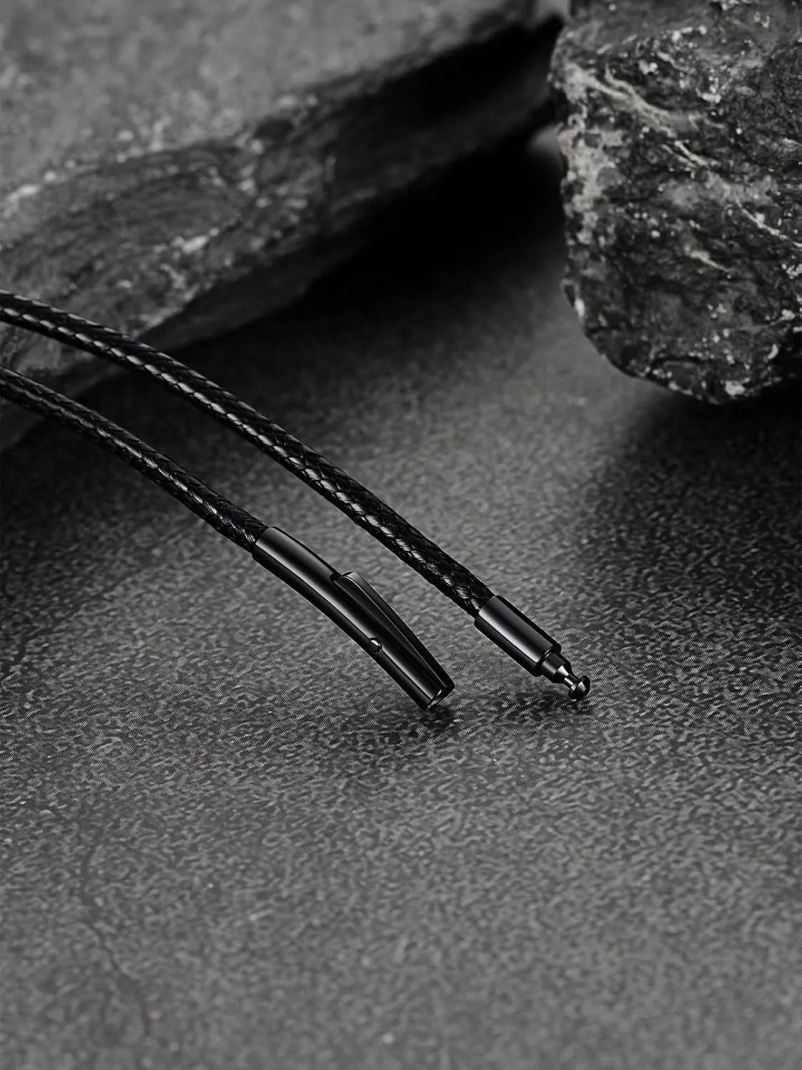 FaithHeart Braided Leather 2MM/3MM Necklace Cord for Men with Stainless Steel Snap Clasp, Waterproof Woven Wax Rope Chain for Pendant with Delicate Gift Box