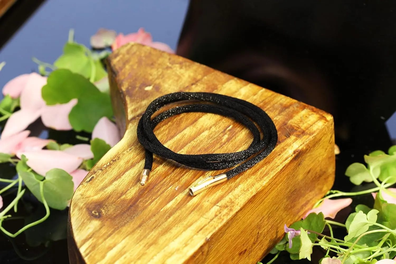 Findout Handmade 3mm Black Silk Cord Chain Necklace with Gold Stainless Steel Bayonet Clasp - Unisex Soft and Smooth Silk Chain for Women Men -14-36 Inch