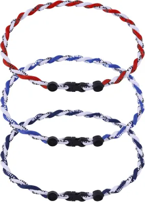 Framendino, 3 Pack 3 Rope Braided Tornado Titanium Sport Baseball Necklaces Paracord Softball Chain for Men Women
