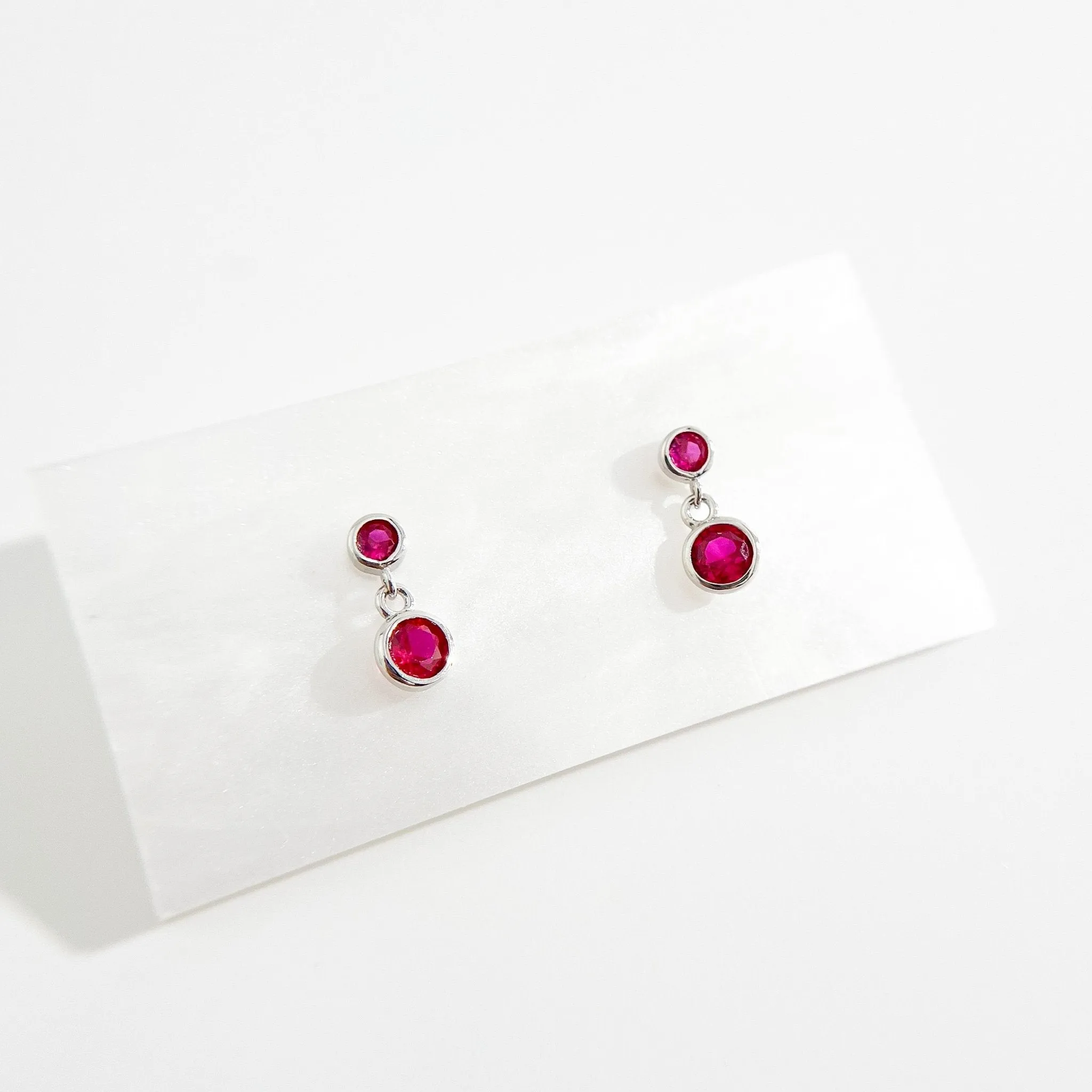 Fuchsia Dangle Sterling Earrings in Silver