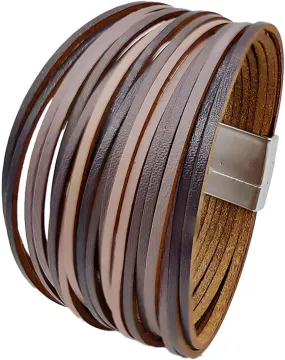 Fuqimanman2020 Leather Wrap Bracelets Multi-Layer Stackable Chunky Bracelet Handmade Wristband Bangle for Women