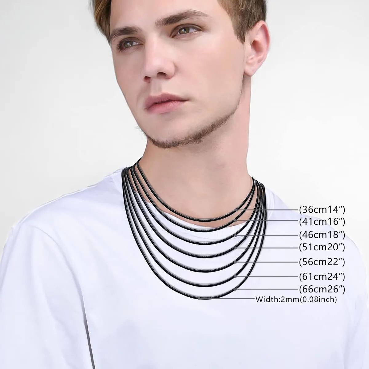 Genuine Leather Cord Chain Necklace Black Braided Wax Rope Chain with 925 Sterling Silver Clasp 14 16 18 20 22 24 26 28 Inches