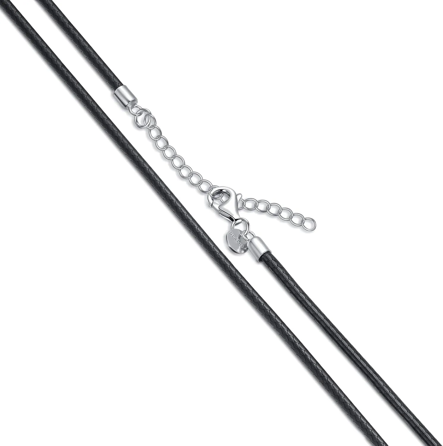 Genuine Leather Cord Chain Necklace Black Braided Wax Rope Chain with 925 Sterling Silver Clasp 14 16 18 20 22 24 26 28 Inches