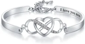Getname Necklace Personalized Infinity Bracelet Heart Bracelet Birthday Gift for Her Custom Engraved Infinity Heart Bracelet for Mom Girlfriend Wife Friendship Bracelet