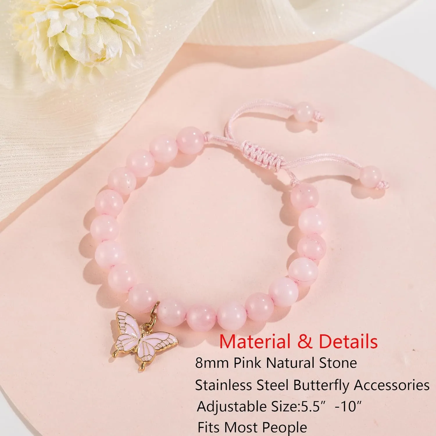 Girls Birthday Gifts Butterfly Bracelets Gift Box,for Daughter Granddaughter Friends Niece Teens Natural Stone Bead Bracelets
