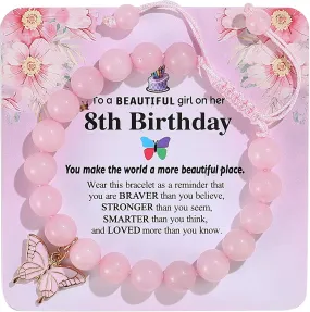 Girls Birthday Gifts Butterfly Bracelets Gift Box,for Daughter Granddaughter Friends Niece Teens Natural Stone Bead Bracelets