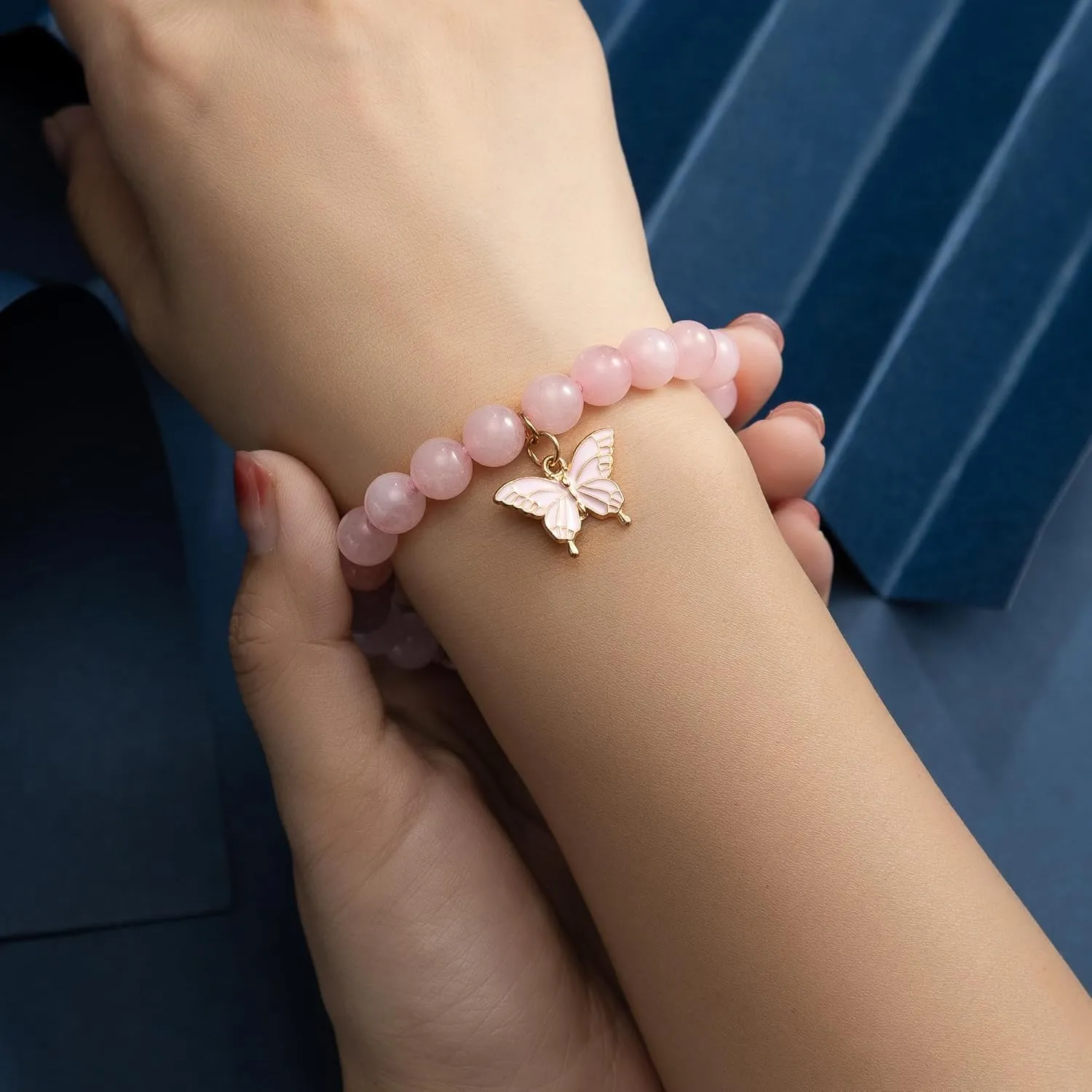 Girls Birthday Gifts Butterfly Bracelets Gift Box,for Daughter Granddaughter Friends Niece Teens Natural Stone Bead Bracelets