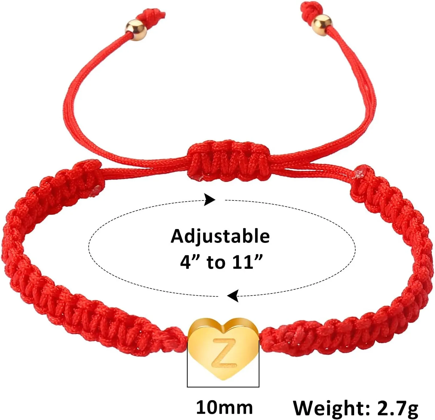 Girls Ear Rings 26 Initial Bracelet Gold Plated Letter Woven Bracelet Dainty Heart Charm Red Bracelet Woven Red