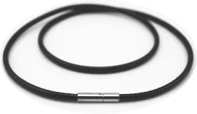 Glory Qin 2mm Black Leather Cord Chain Stainless Steel Clasp Necklace Rope 16 to 28 Inch (16 Inch)