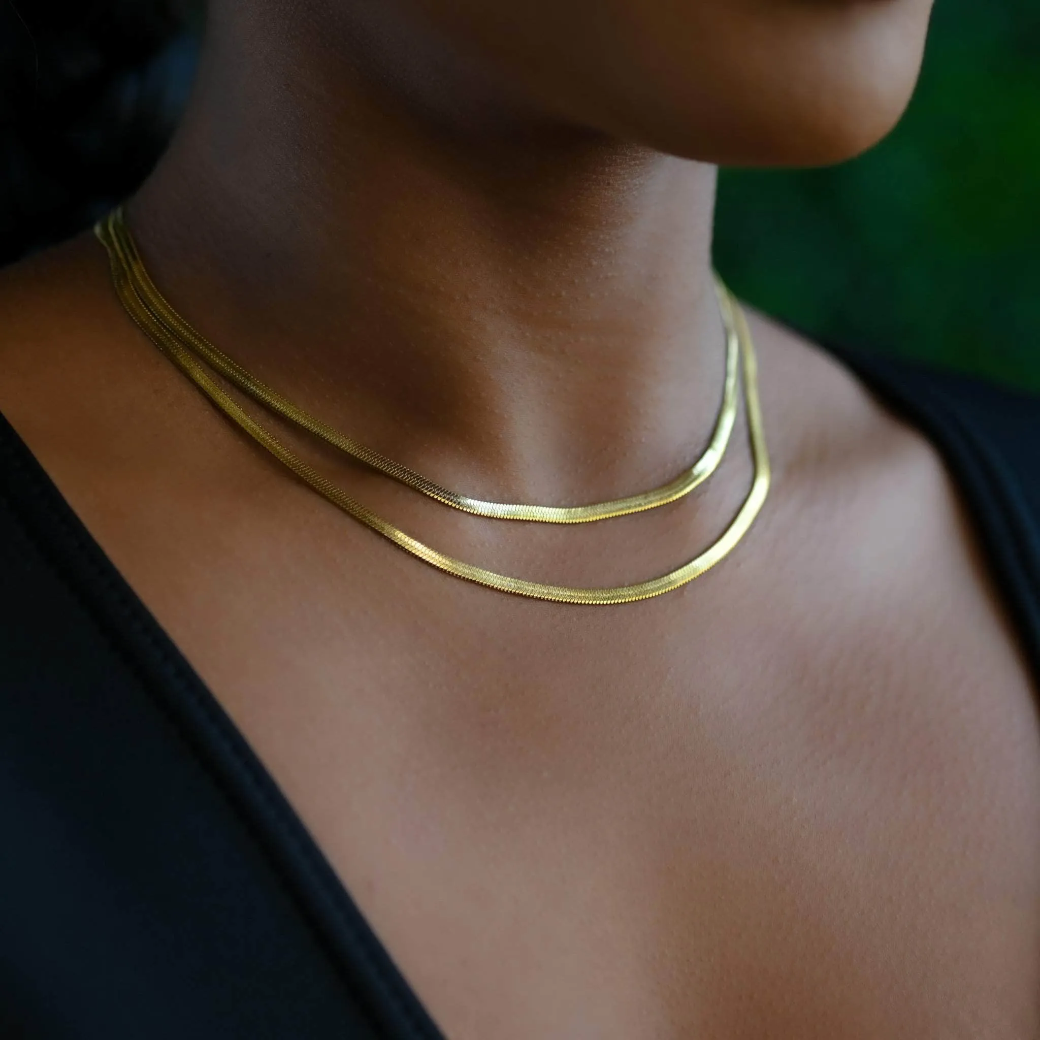 Gold Herringbone Chain 2mm