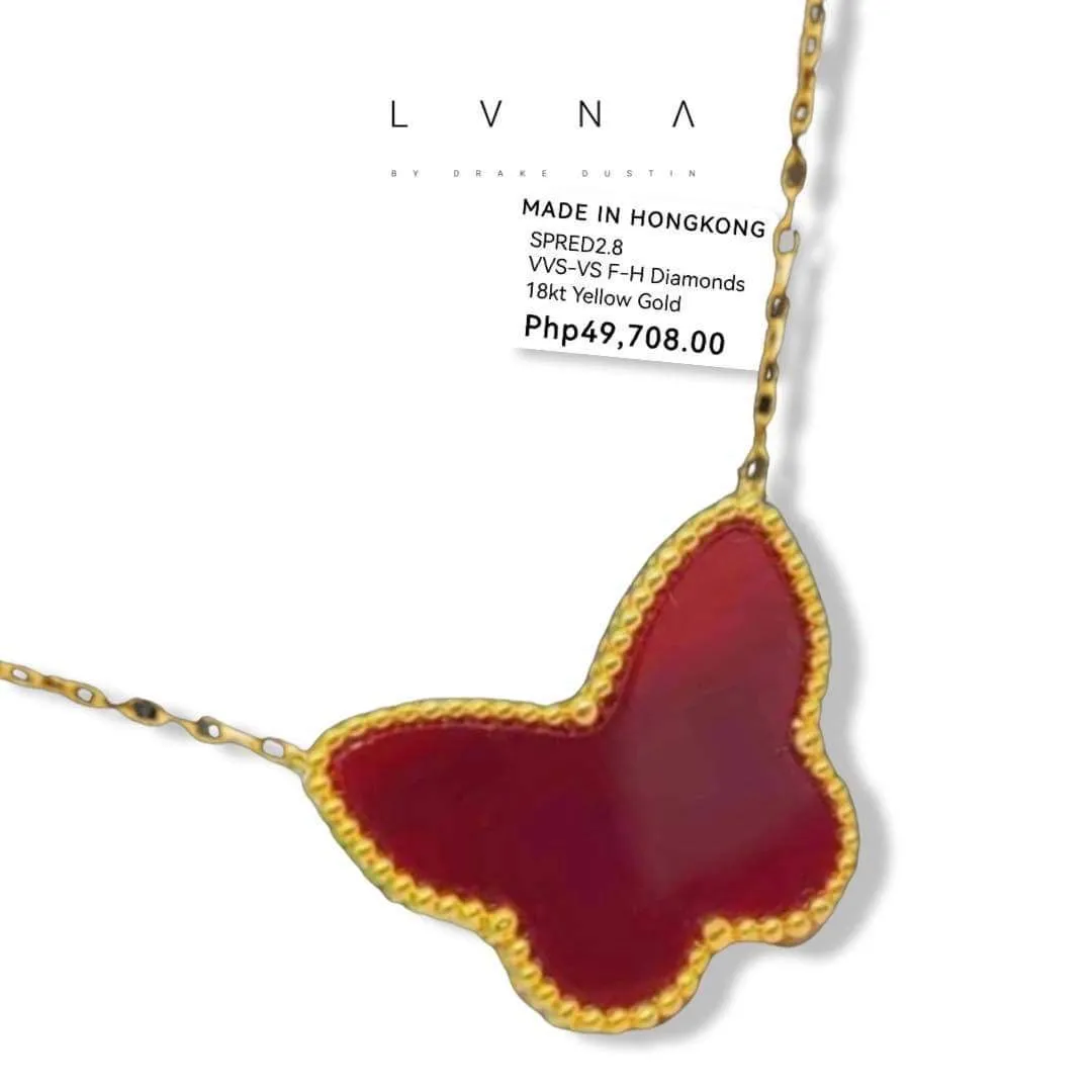 #GOLD2024 | 18K Carnelian Butterfly 20mm Centered Necklace