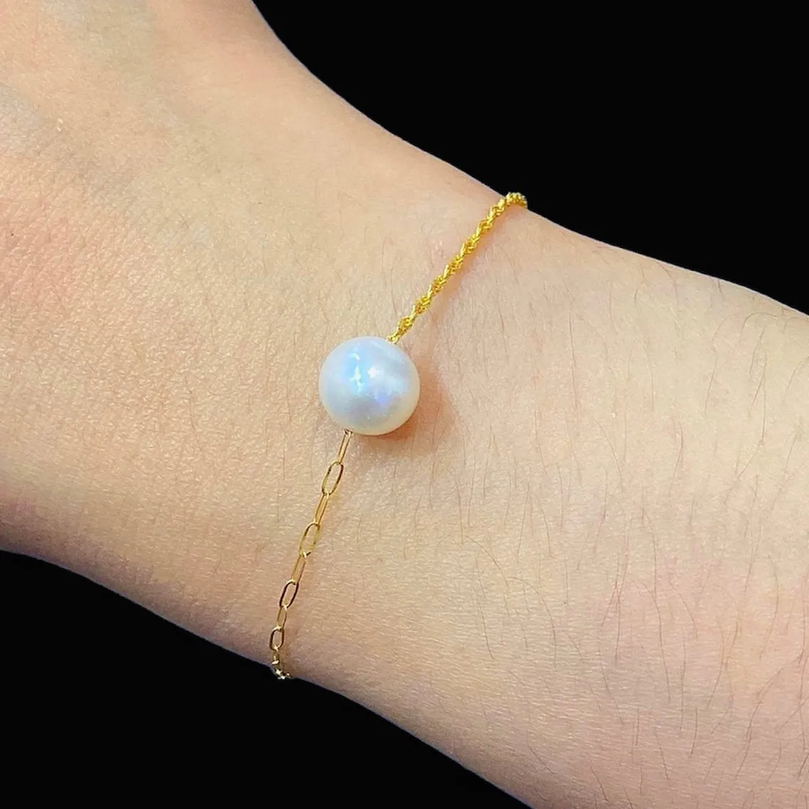 #GOLD2024 | 18K Golden Pearl Rope and Paperclip Bracelet