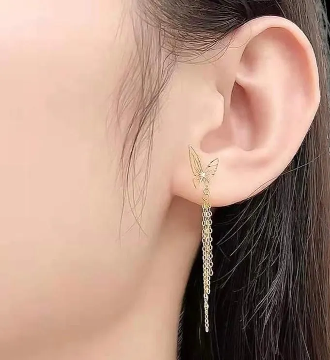 #GOLD2024 | Golden Butterfly Dangling Earrings 18kt