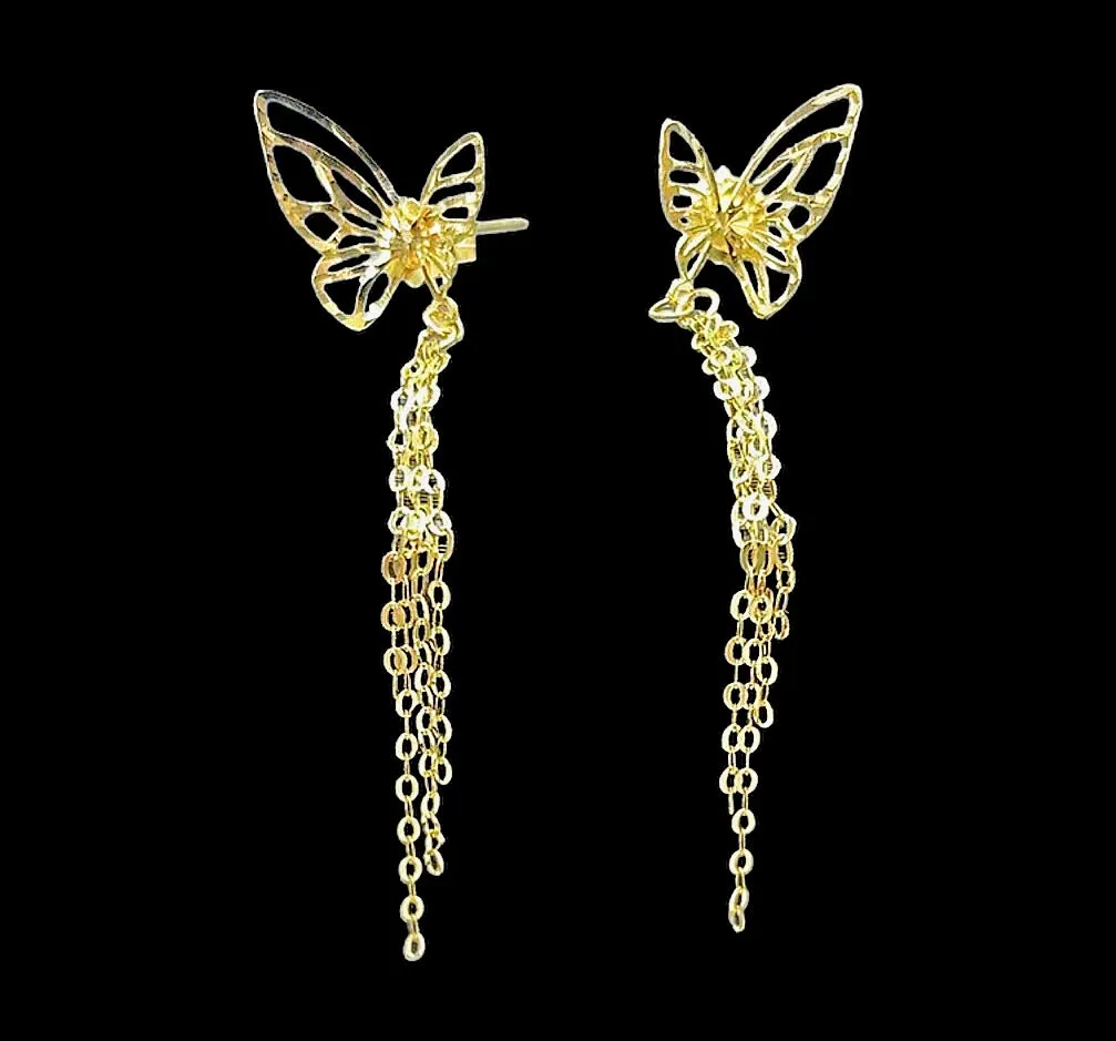 #GOLD2024 | Golden Butterfly Dangling Earrings 18kt