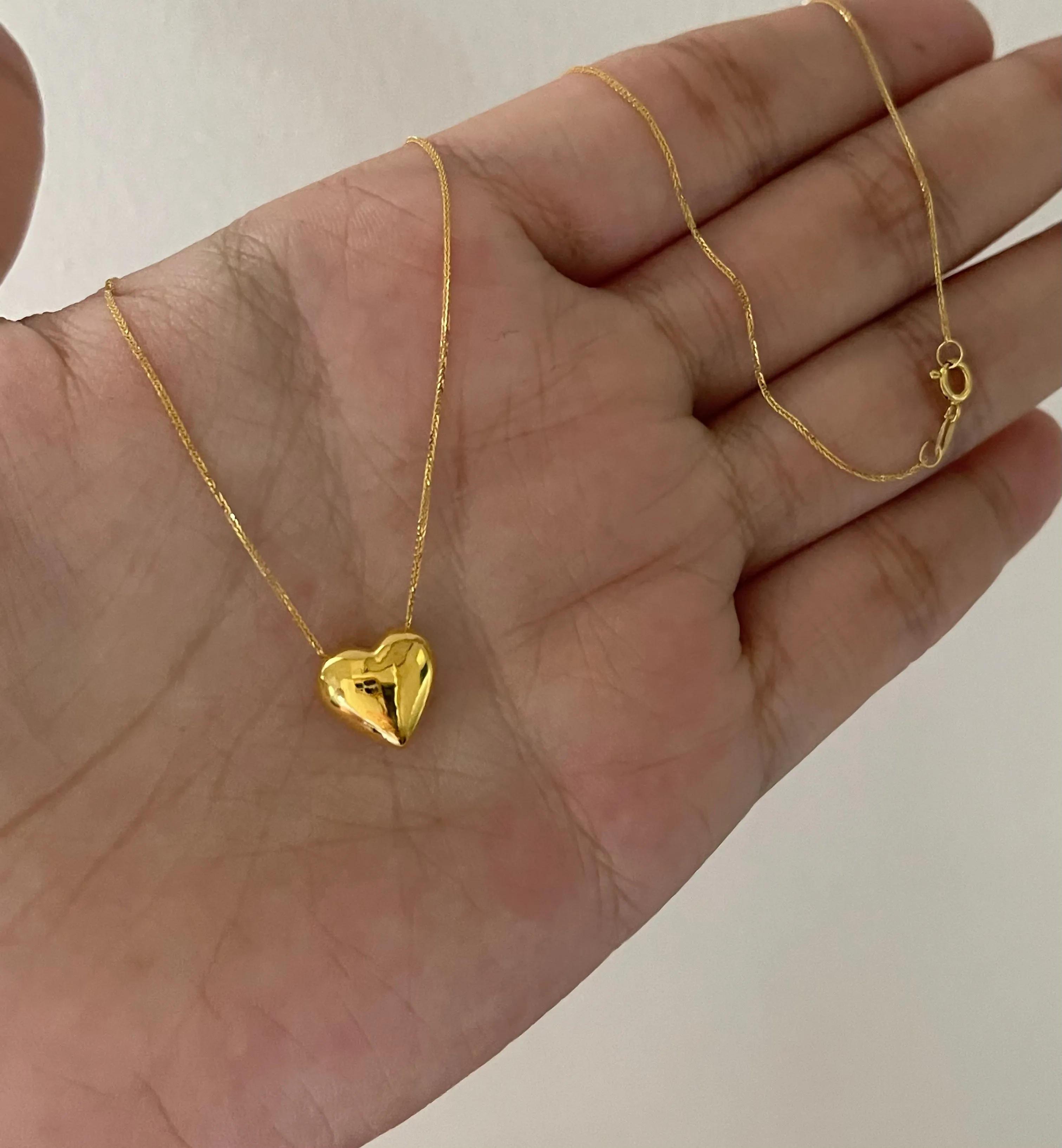 #GOLD2024 | Golden Heart Necklace Foxtail Chain 18” 18kt