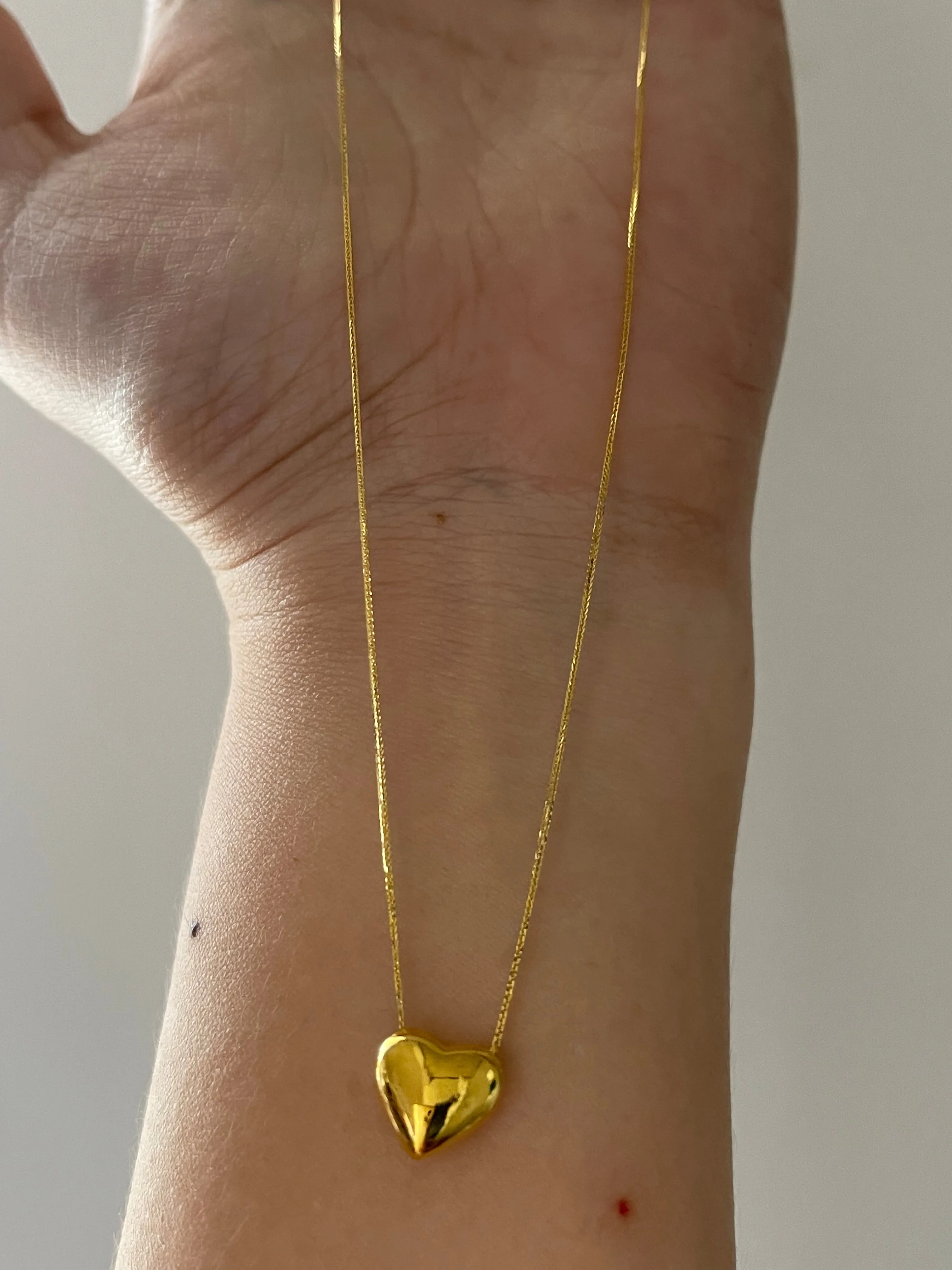 #GOLD2024 | Golden Heart Necklace Foxtail Chain 18” 18kt