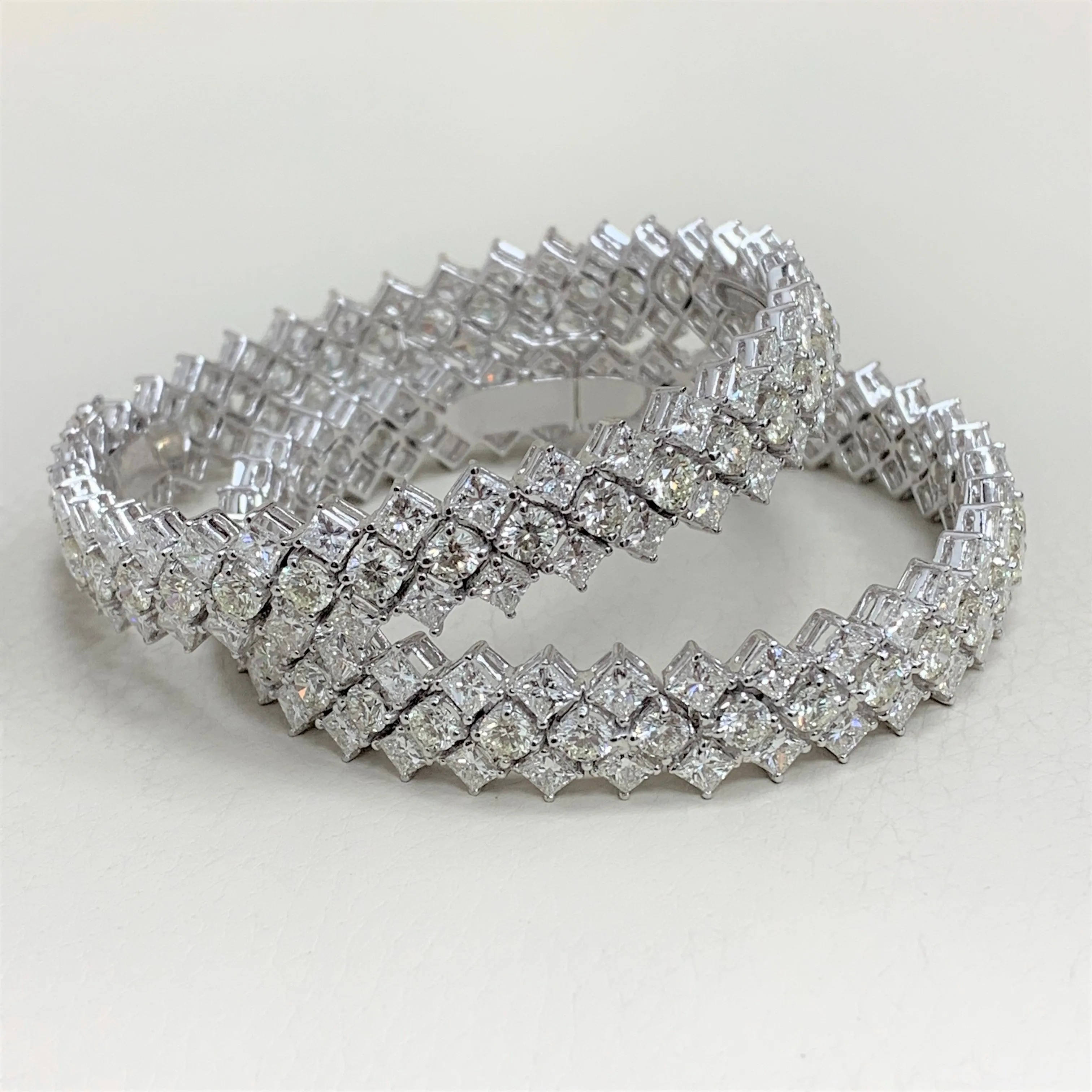 Grandeur Diamond Bangles Set (53.75 ct Diamonds) in White Gold