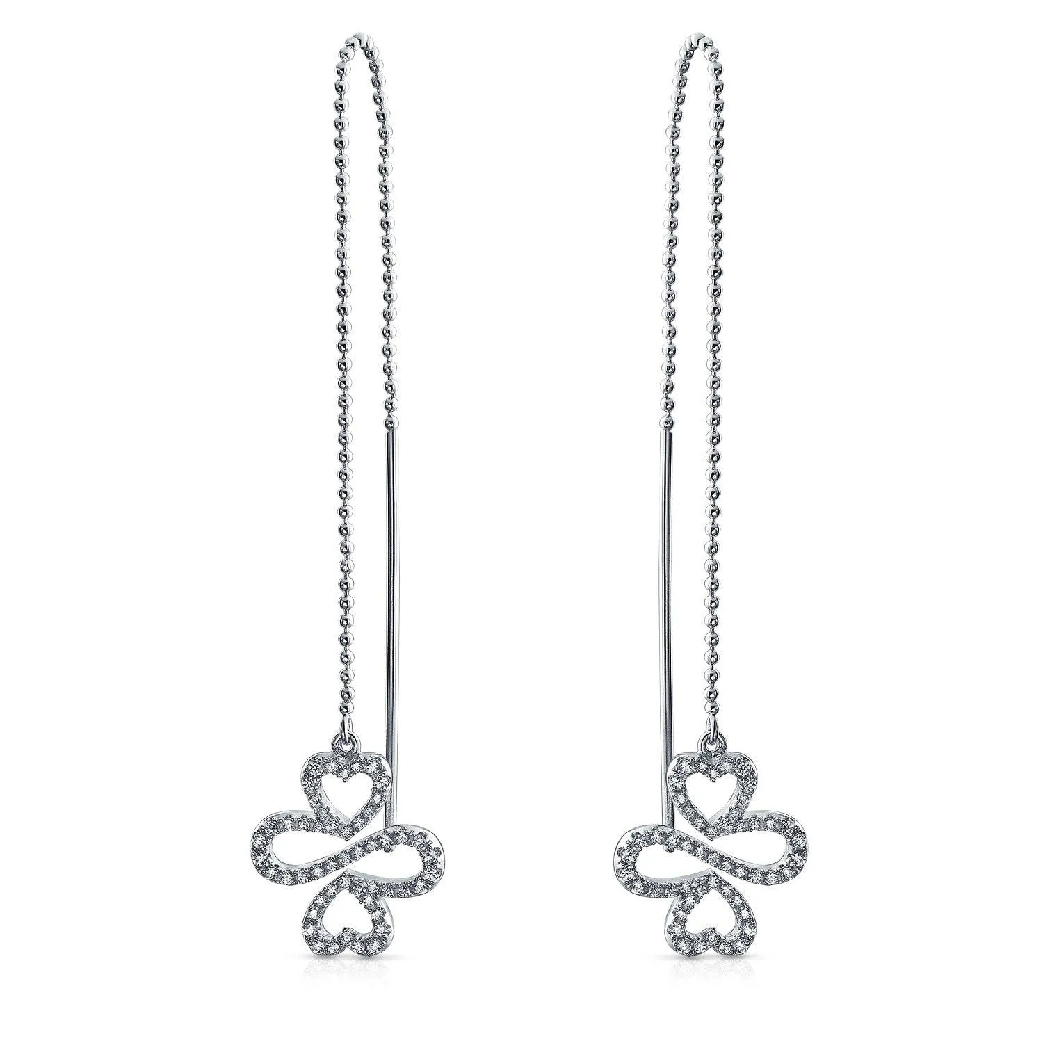 Heart Flower Star Chain Threader Earrings .925 Sterling Silver U Stabilizer Hook