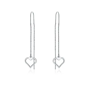 Heart Flower Star Chain Threader Earrings .925 Sterling Silver U Stabilizer Hook