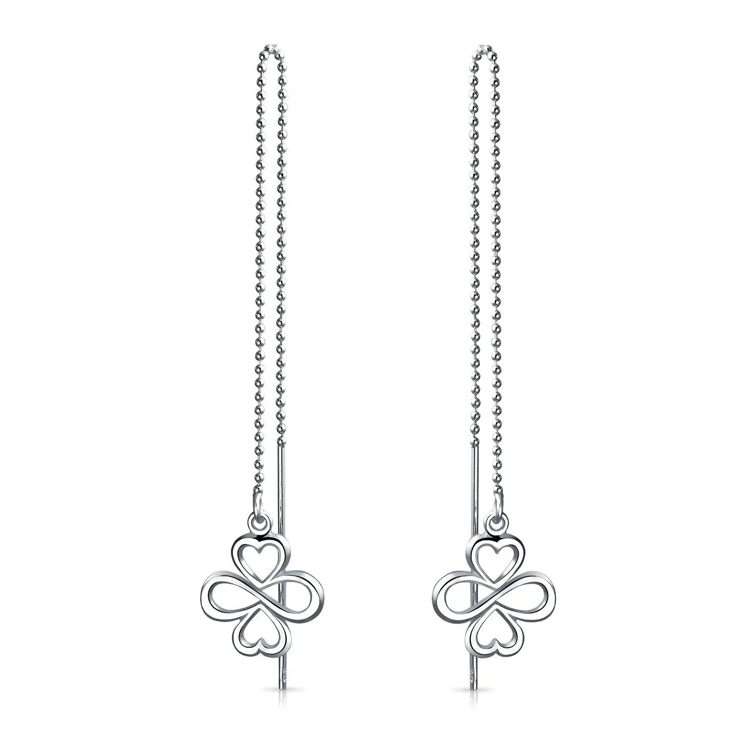 Heart Flower Star Chain Threader Earrings .925 Sterling Silver U Stabilizer Hook