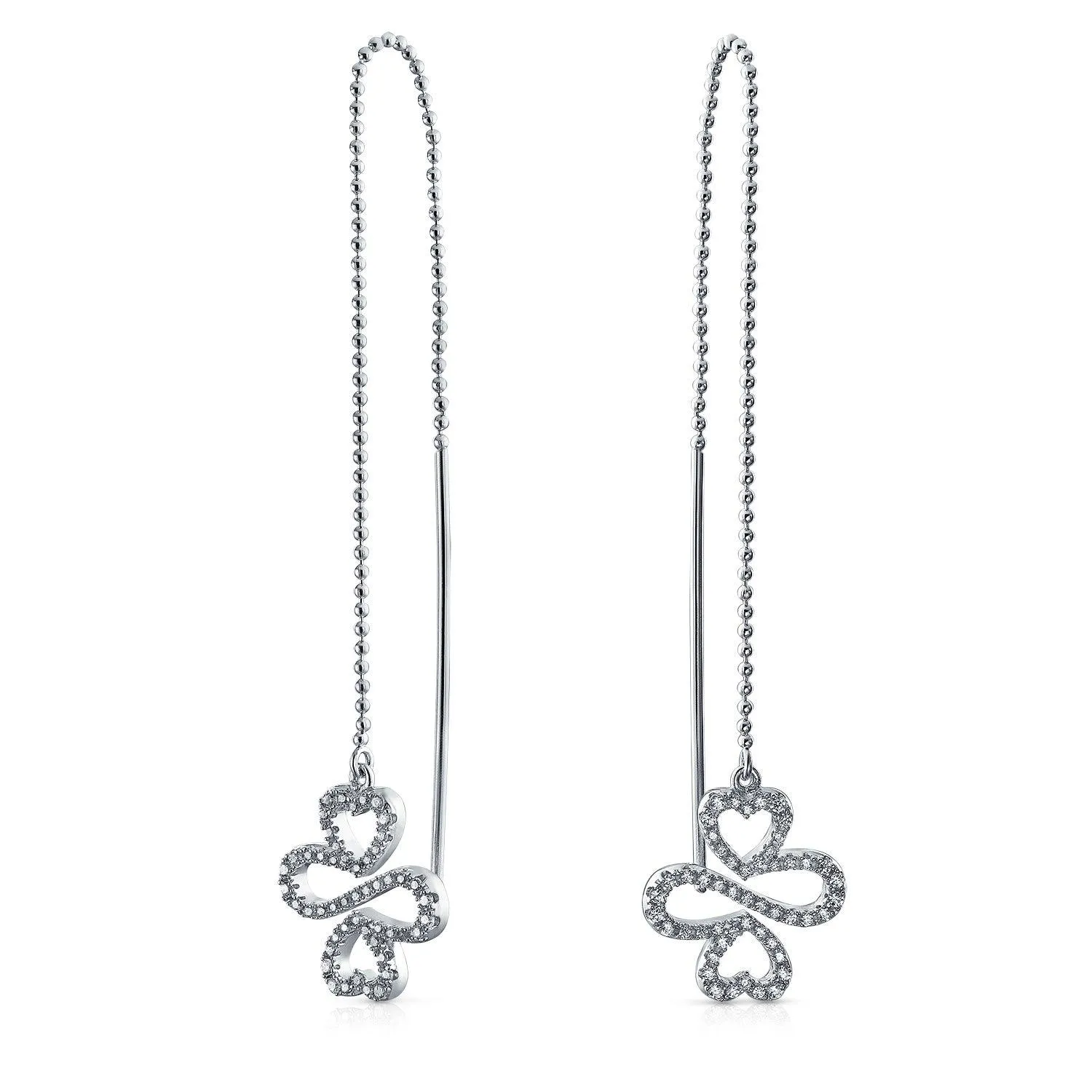 Heart Flower Star Chain Threader Earrings .925 Sterling Silver U Stabilizer Hook