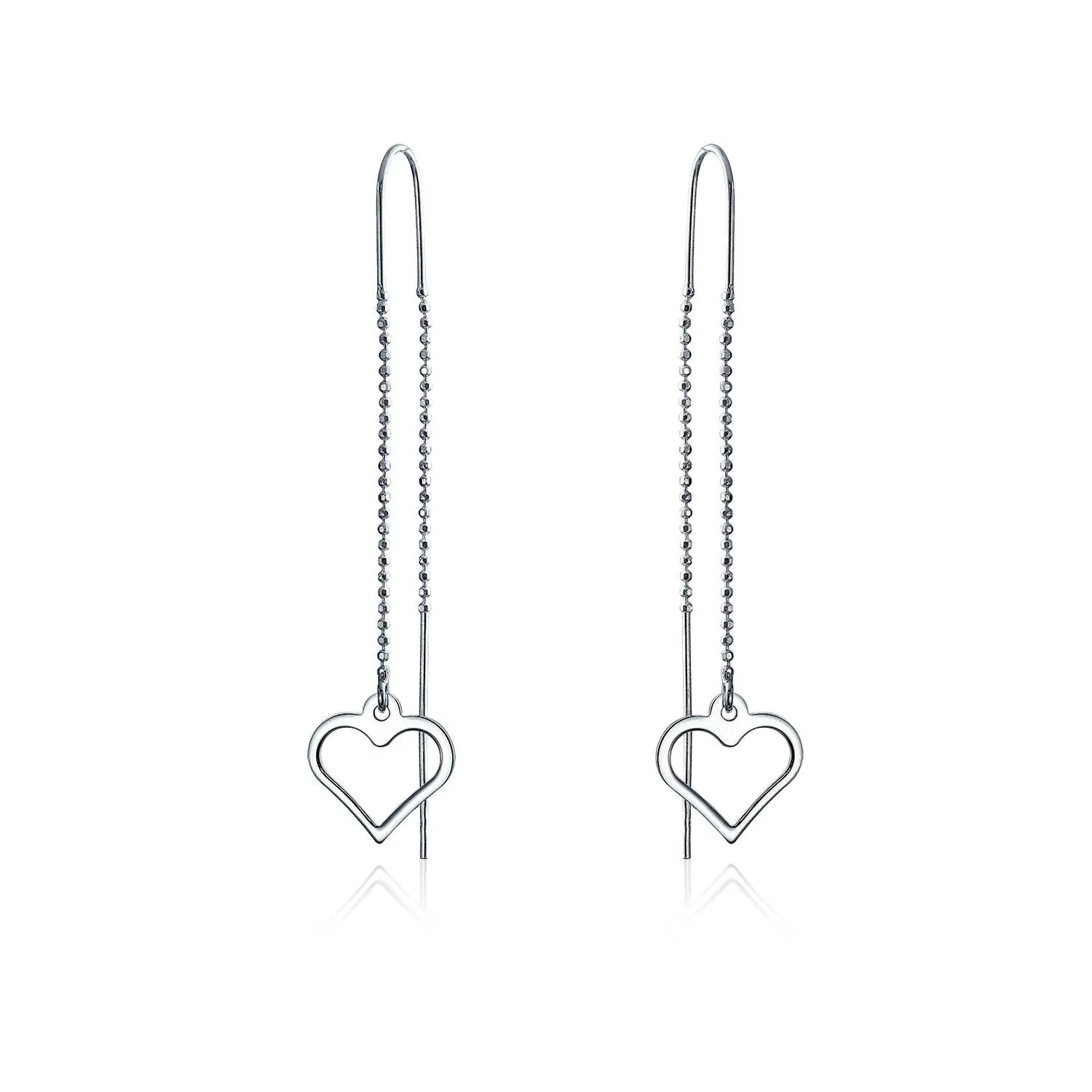 Heart Flower Star Chain Threader Earrings .925 Sterling Silver U Stabilizer Hook