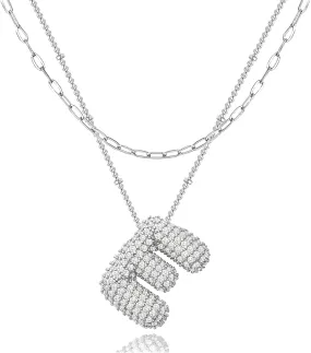 HUAN XUN Balloon Bubble Initial Necklaces for Women Personalized Charm Letter Necklace Jewelry Pendant