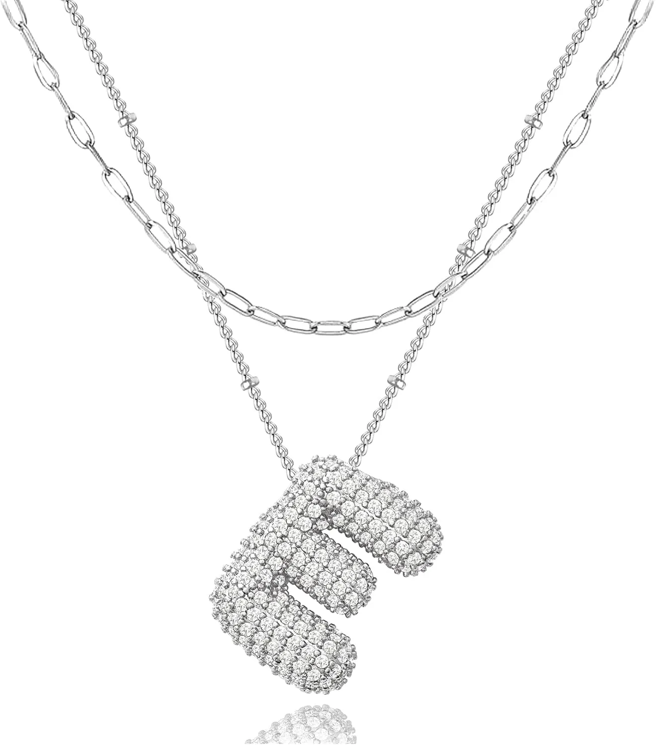 HUAN XUN Balloon Bubble Initial Necklaces for Women Personalized Charm Letter Necklace Jewelry Pendant