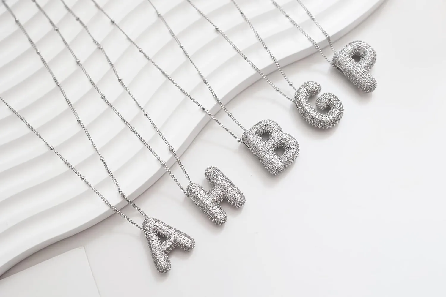 HUAN XUN Balloon Bubble Initial Necklaces for Women Personalized Charm Letter Necklace Jewelry Pendant
