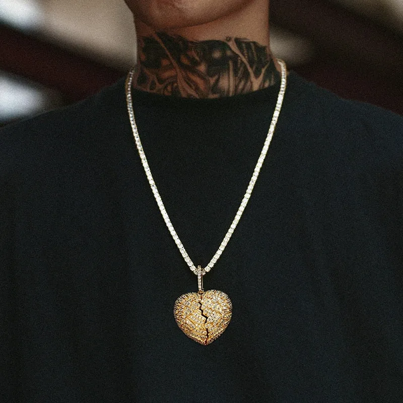 Iced Out Personalized Photo Heart Necklace